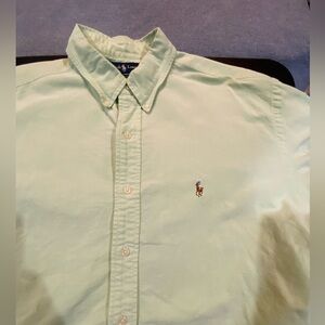 Ralph Lauren Men's Shirt Lime Green Tan Pony Long Sleeve Button Down 17 34-35